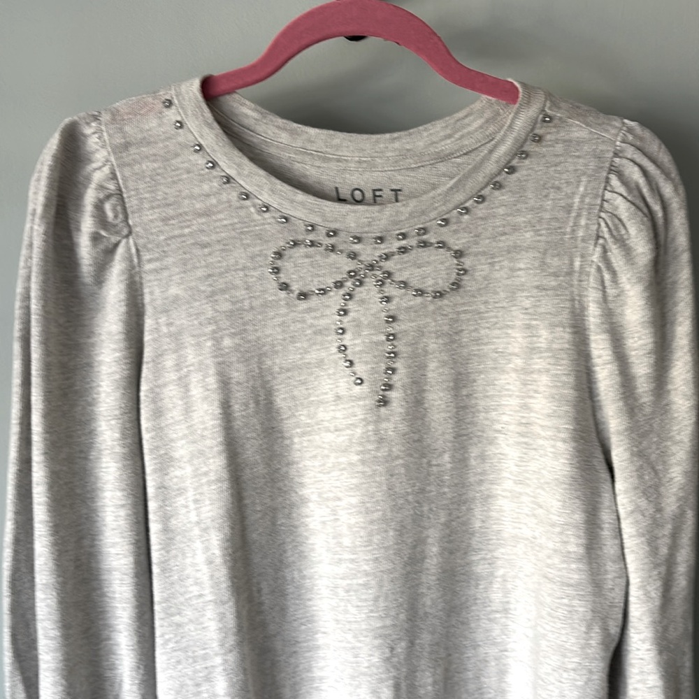 LOFT Rhinestone Bow Sweater Top